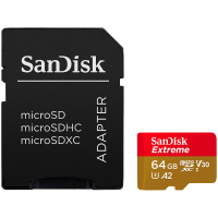 SANDISK Extreme microSDXC 64GB + SD Adapter + 1 year RescuePRO Deluxe up to 170MB/s & 80MB/s Read/Write speeds A2 C10 V30 UHS-I U3 SANDISK Extreme microSDXC 64GB + SD Adapter + 1 year RescuePRO Deluxe up to 170MB/s & 80MB/s Read/Write speeds A2 C10 V30 UHS-I U3