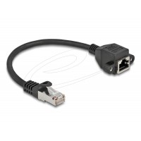 Delock Мрежов кабел удължителен S/FTP RJ45 мъжко към RJ45 женско, Cat. 6A, 25 cm, черен Delock Мрежов кабел удължителен S/FTP RJ45 мъжко към RJ45 женско, Cat. 6A, 25 cm, черен