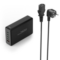 HAMA Зарядна станция 240 W, GaN, Fast Charger, 4 x USB-C, 1 x USB-A, PD HAMA Зарядна станция 240 W, GaN, Fast Charger, 4 x USB-C, 1 x USB-A, PD