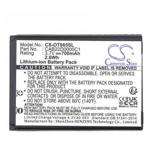 Batterie Rechargeable Alcatel CAB22B0000C1 - Compatible OT-2010, 2010A, 2010D, 2010E, 2010X, 2012D, 665A