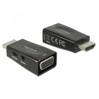 Адаптер Delock, HDMI мъжко - VGA + microUSB + Audio женско, Черен Адаптер Delock, HDMI мъжко - VGA + microUSB + Audio женско, Черен